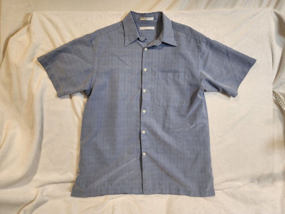 Geoffrey Beene Blue Short Sleeve Shirt Polynosic Rayon blend